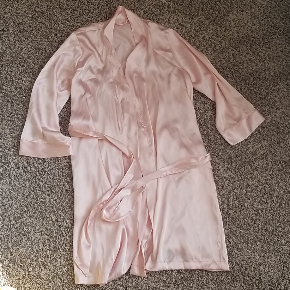 Pink satin robe